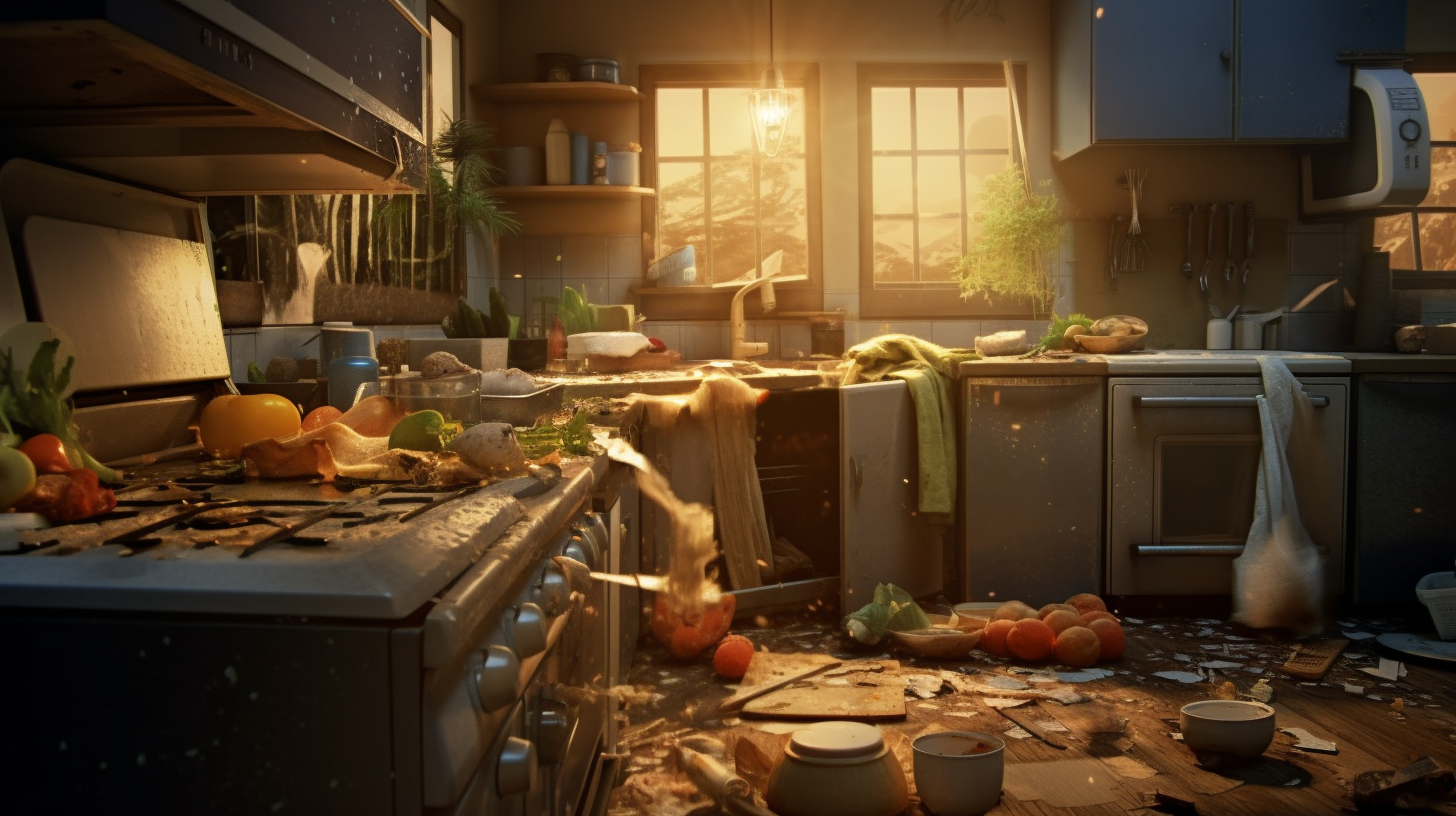 Image of a messy kitchen