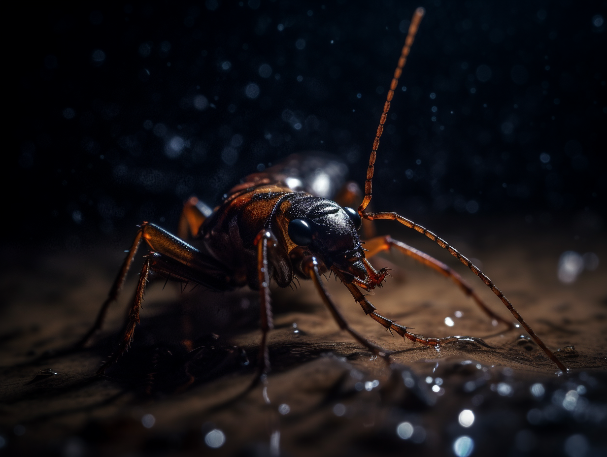 Image of a earwig in a dark, damp space