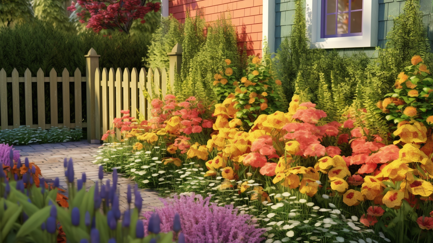 Garden with lemongrass and other flowers repelling snakes