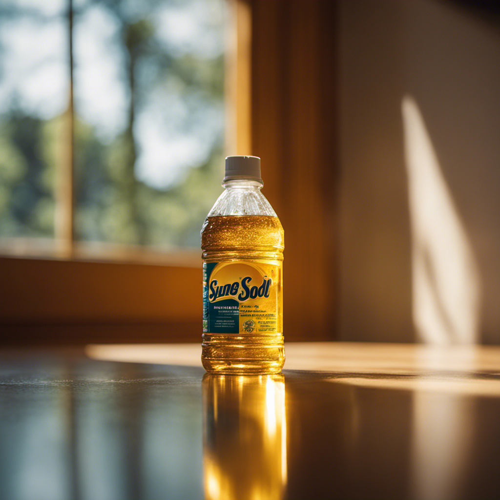 An image capturing a sunlit room with a sparkling clean floor, as a fresh scent of Pine Sol fills the air