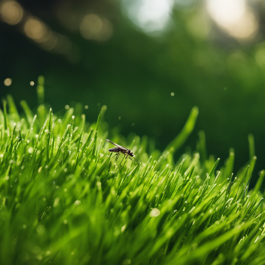 An image showcasing a lush green lawn with a neatly mowed pattern