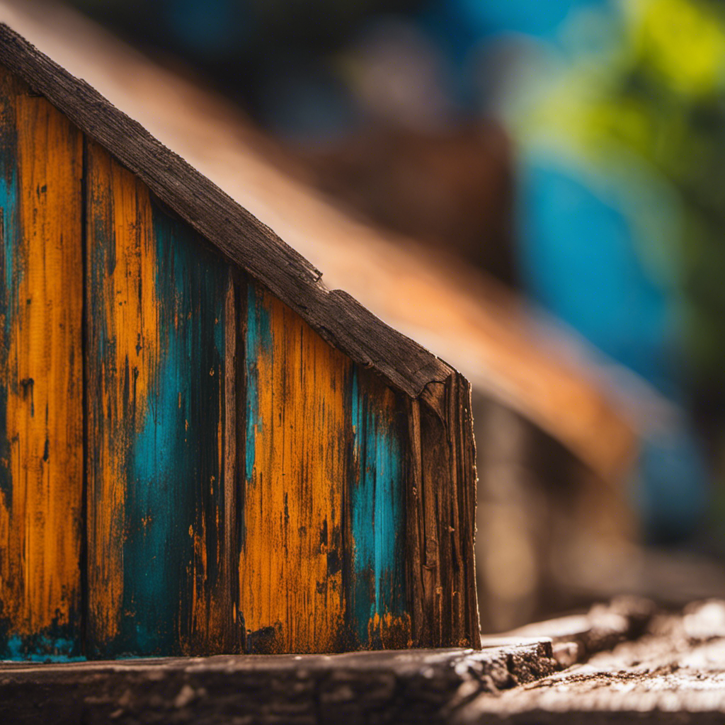 An image showcasing a wooden structure coated in a protective layer of paint