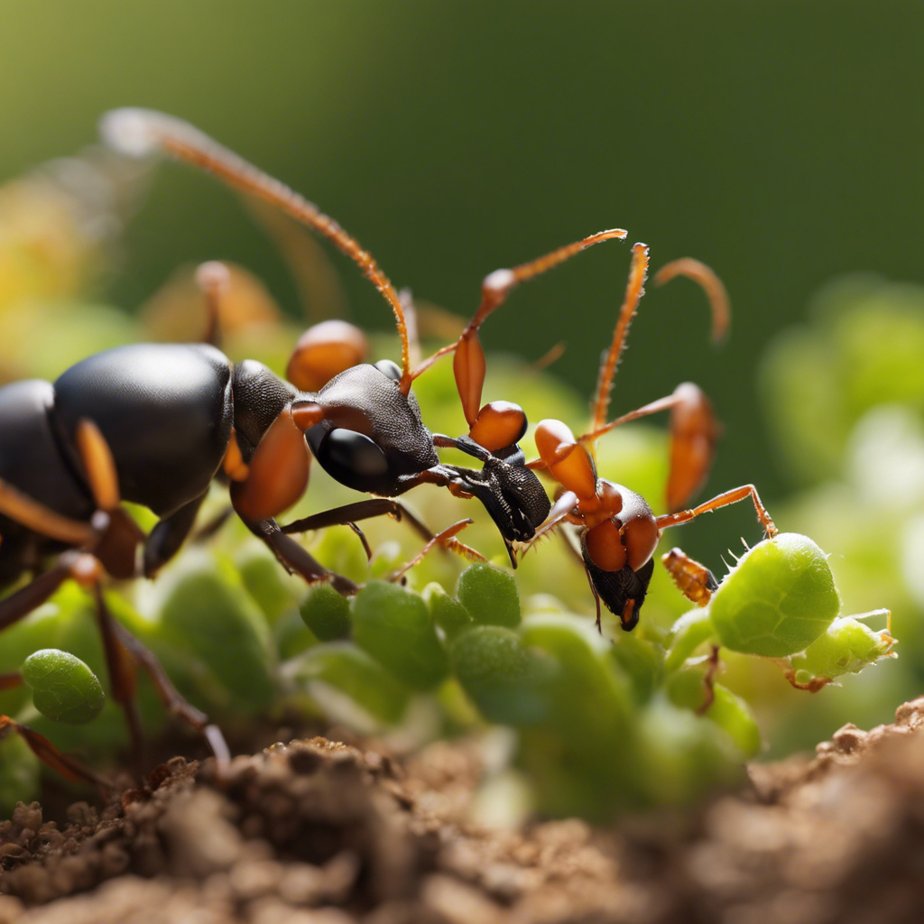 An image showcasing the intricate life cycle of ants, featuring a close-up of an Oklahoma ant colony